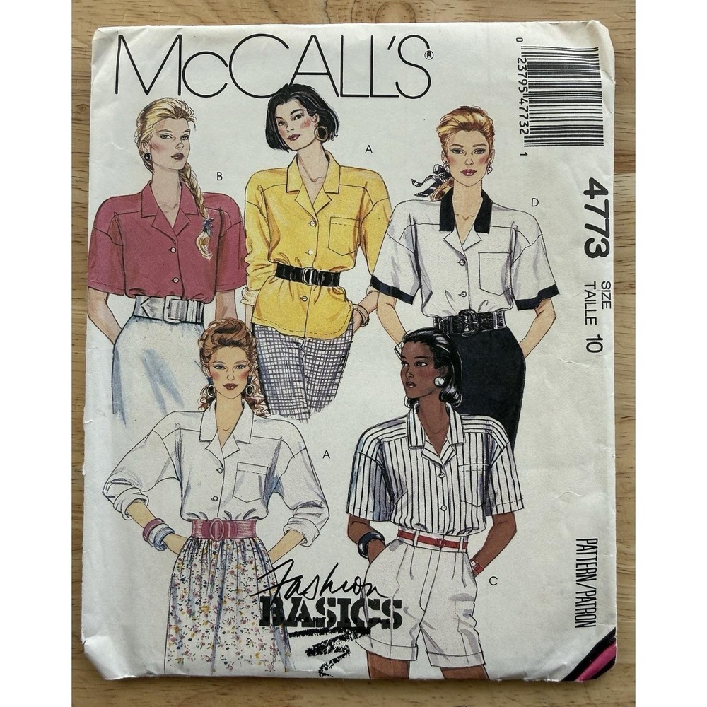 McCall's Fashion Basics Pattern‎ 4773 Misses' Blouses Size 10 Uncut FF